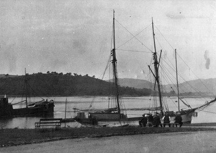 old photo of a large ship in a body of water