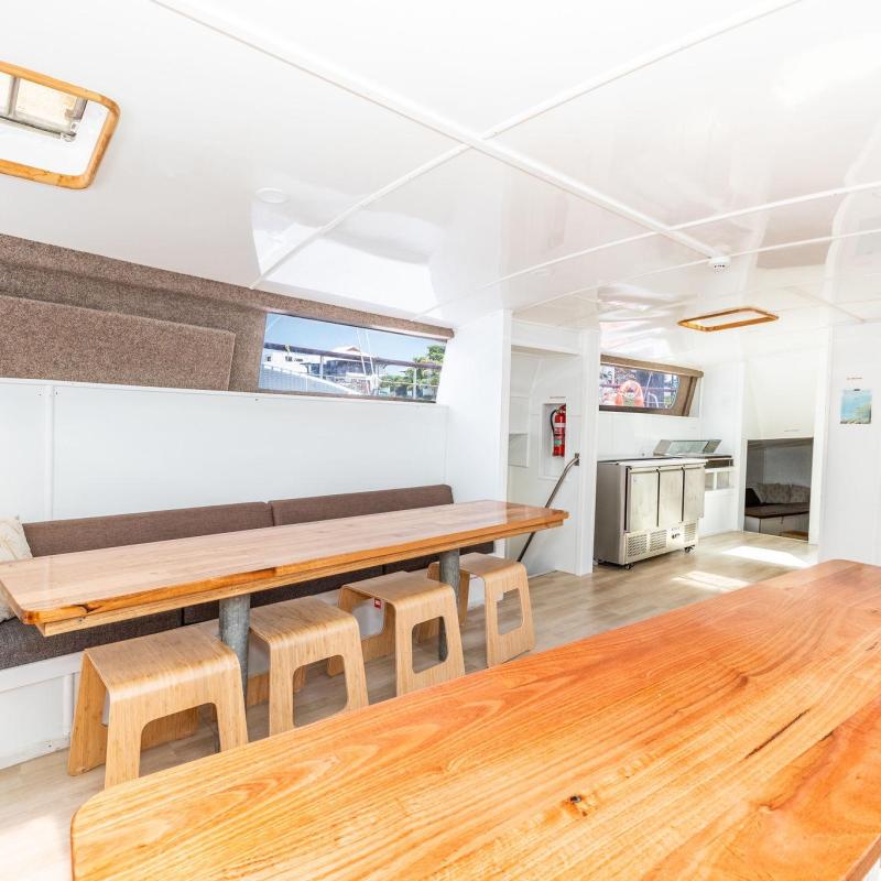 a kitchen with a table in a room