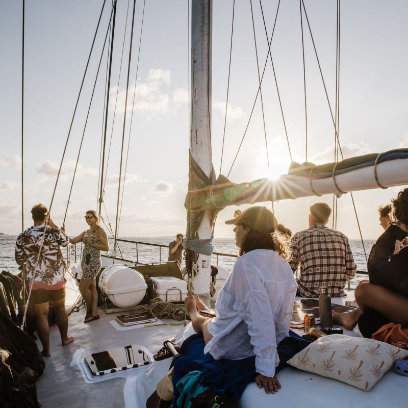 a group of people in a boat on a body of water